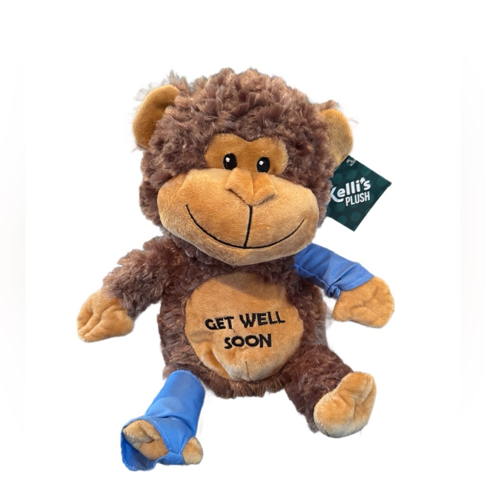 Brown Plush Monkey with Get Well Soon Message